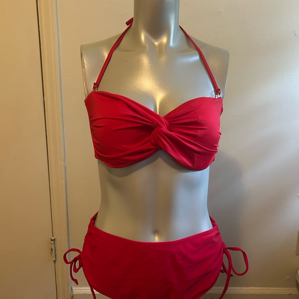 Vibrant Red Bikini with Adjustable Side Ties